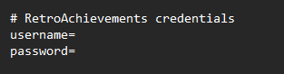 retroachievements.cfg Konfiguration